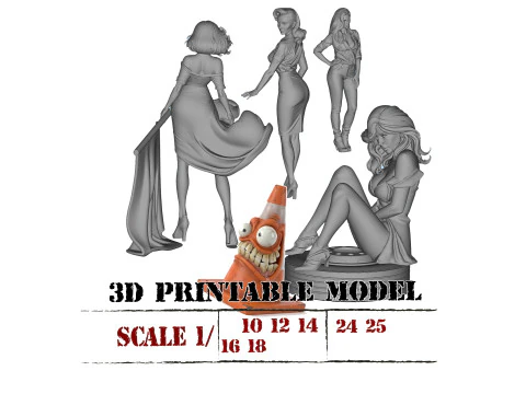 Female Scene Figure Dolls For scale Cars Vehicles Toy 3D Print Model