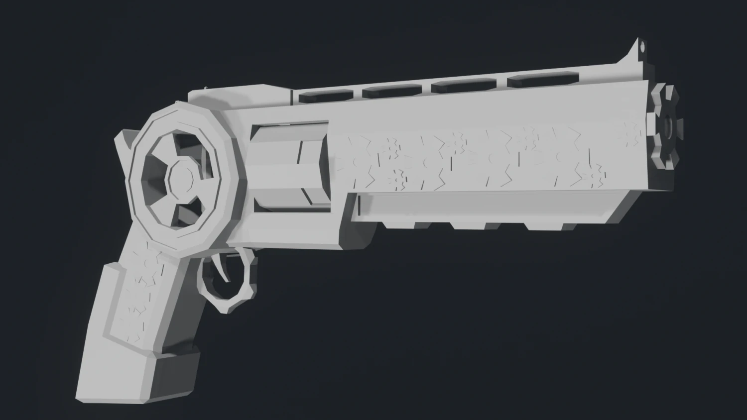 SteamPunk Low-Poly Revolver 3D Model .c4d .max .obj .3ds .fbx .stl .blend 