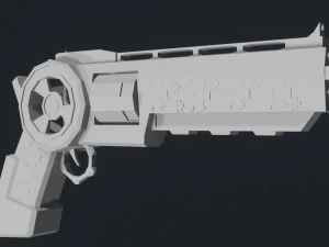 Rewolwer SteamPunk Low-Poly Model 3D