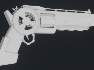 SteamPunk Low-Poly Revolver 3D Model