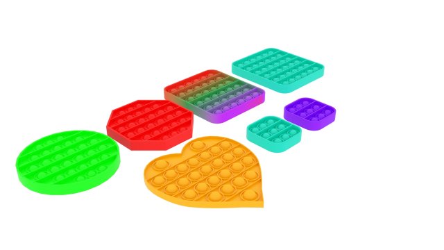 Pop It Fidget Toys Set Model 3D .c4d .max .obj .3ds .fbx .stl .blend 