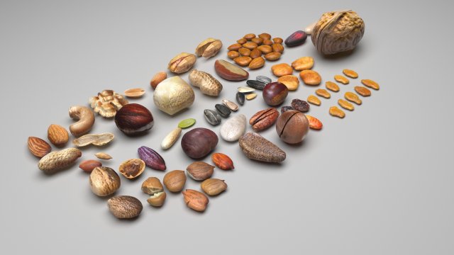 Nuts Collection 3D Model .c4d .max .obj .3ds .fbx .stl .blend 