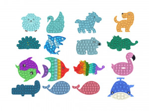 Animal Pop It Fidget Toys Set 3D Model