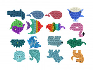 Animal Pop It Fidget Toys Set 3D Model