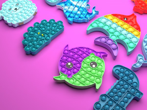 Animal Pop It Fidget Toys Set 3D Model