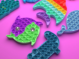 Animal Pop It Fidget Toys Set 3D Model