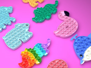 Animal Pop It Fidget Toys Set 3D Model