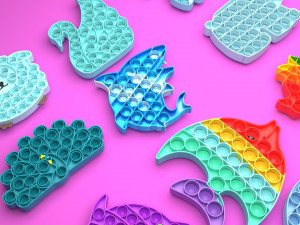 Animal Pop It Fidget Toys Set 3D Model
