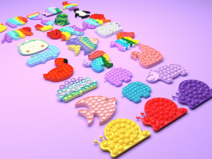 Animal Pop It Fidget Toys Set Model 3D