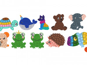 Animal Pop It Fidget Toys Set 3D Модель