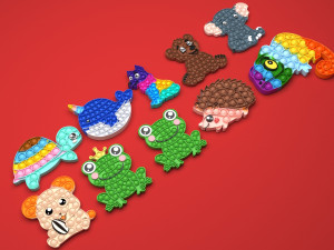 Animal Pop It Fidget Toys Set 3D Модель