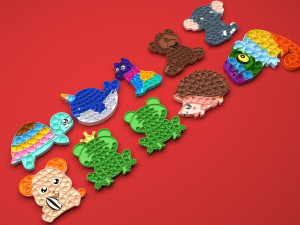 Animal Pop It Fidget Toys Set 3D Модель