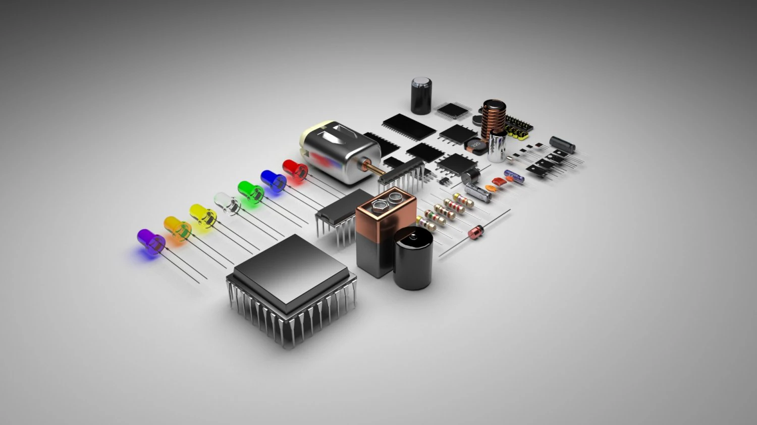 Electronic Components Set 3D Model .c4d .max .obj .3ds .fbx .stl .blend 