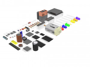 Electronic Components Set 3Dモデル
