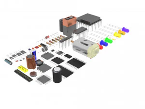Electronic Components Set 3D Model