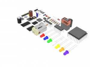 Electronic Components Set 3Dモデル