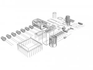 Electronic Components Set 3D Model
