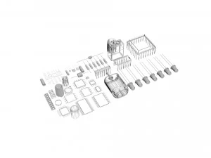 Electronic Components Set 3D Model