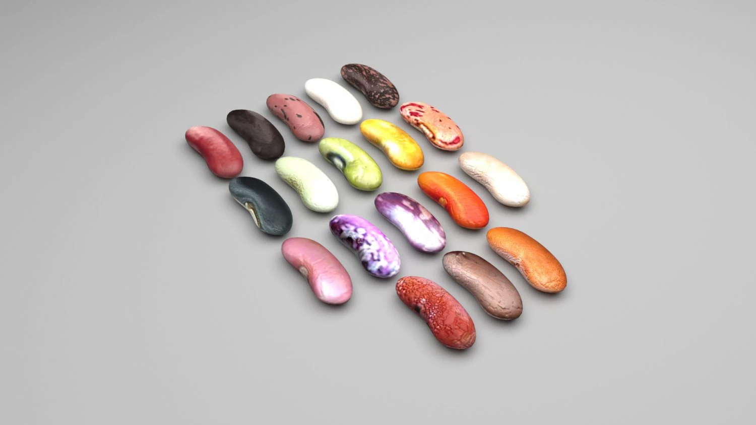 Kidney Beans Set 3D Model .c4d .max .obj .3ds .fbx .stl .blend 