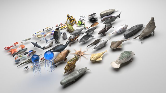 Sea Creatures Set Modelo 3D .c4d .max .obj .3ds .fbx .stl .blend 