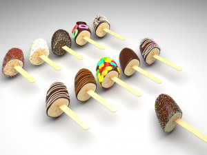 Banana Cake Pops Set 3D Model