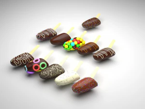 Banana Cake Pops Set 3D Model