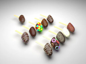 Banana Cake Pops Set 3D Model