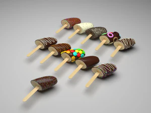 Banana Cake Pops Set 3D Model