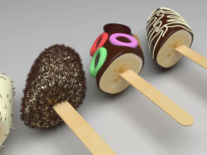 Banana Cake Pops Set 3D Model