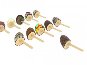 Banana Cake Pops Set 3D Model