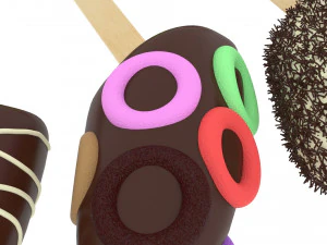 Banana Cake Pops Set 3D Model