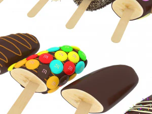 Banana Cake Pops Set 3D Model