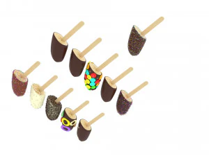 Banana Cake Pops Set 3D Model