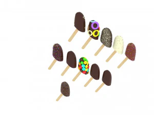 Banana Cake Pops Set 3D Model