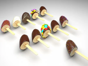 Banana Cake Pops Set 3D Model