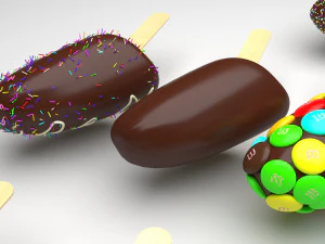 Banana Cake Pops Set 3D Model