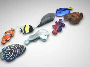 Conjunto de peixes Modelo 3D