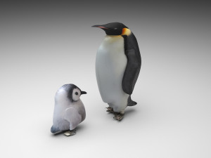 Penguin With Baby Penguin Modèle 3D