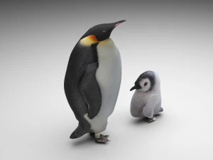 Penguin With Baby Penguin 3D Model