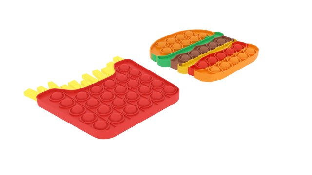 Fast Food Pop It Fidget Toys Set 3D Модель .c4d .max .obj .3ds .fbx .stl .blend 