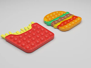 Fast Food Pop It Fidget Toys Set 3D Model