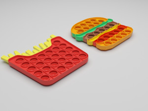 Fast Food Pop It Fidget Toys Set 3D Модель