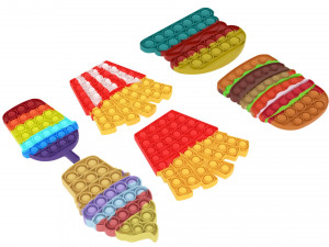 Fast Food Pop It Fidget Toys Set 3D Модель
