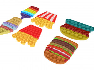Fast Food Pop It Fidget Toys Set 3D Модель