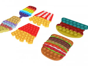 Fast Food Pop It Fidget Toys Set 3D Model