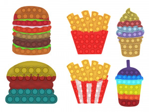Fast Food Pop It Fidget Toys Set 3D Модель
