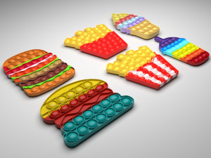 Fast Food Pop It Fidget Toys Set 3D Модель