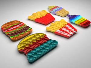Fast Food Pop It Fidget Toys Set 3D Модель