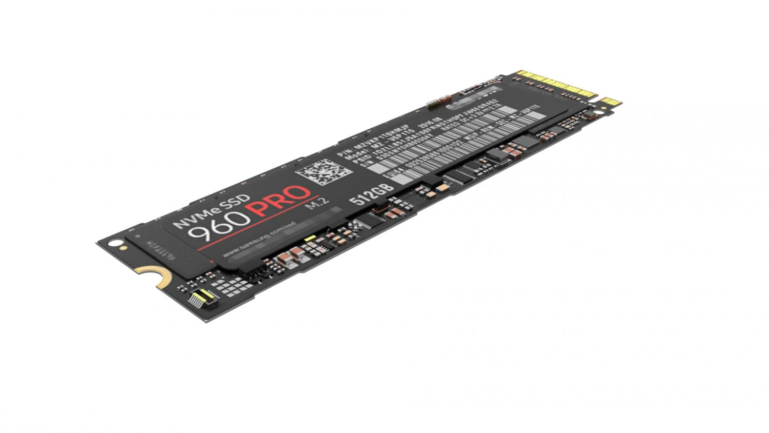 SSD M2 Hard Drive Samsung 960 PRO 3D Model .c4d .max .obj .3ds .fbx .stl .blend 