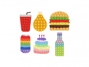 Food Pop It Fidget Toys Set 3D मॉडल